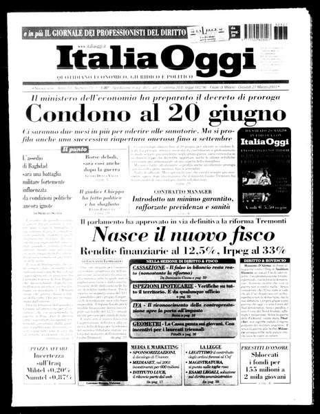 Italia oggi : quotidiano di economia finanza e politica